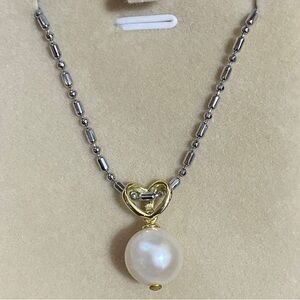 14KGP Heart White South Sea Pearl Necklace